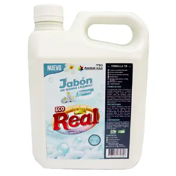 Jabón En Barra Líquido Eco Real Blanco X 1.9l