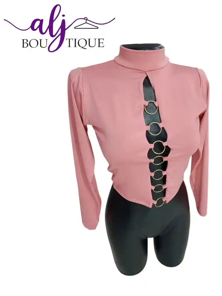 Blusa Crop Top Rosa De Aros