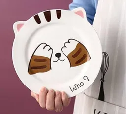 Plato De Mesa En Ceramica Para Persona Diseño Cara De Gato Catlovers