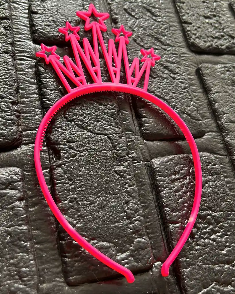 Diadema / Balaca Corona Grande Pasta Fucsia Neon
