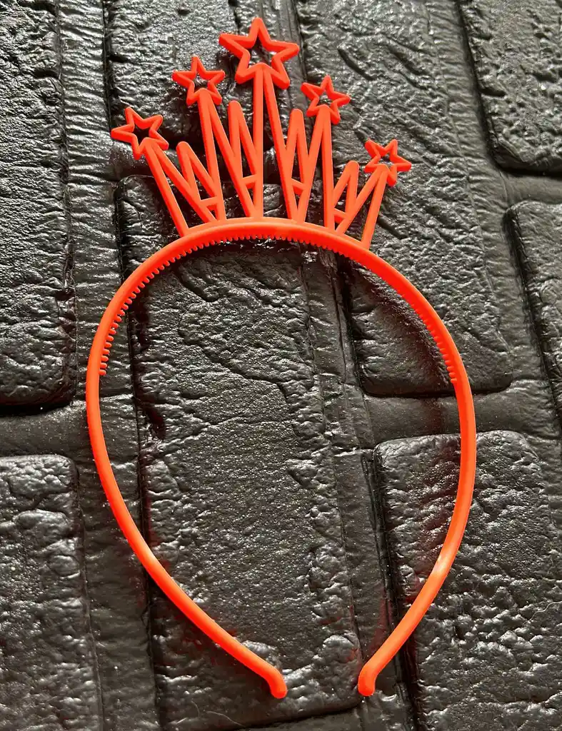 Diadema / Balaca Corona Grande Pasta Naranja Neon