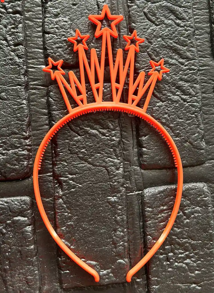 Diadema / Balaca Corona Grande Pasta Naranja Neon