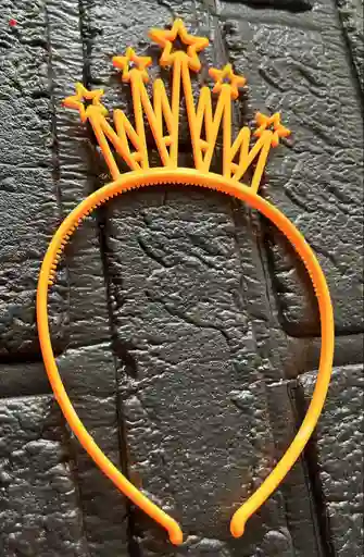 Diadema Balaca Corona Grande Pasta Naranja Claro
