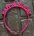 Diadema / Balaca Feliz Cumpleaños Pasta Fucsia Neon