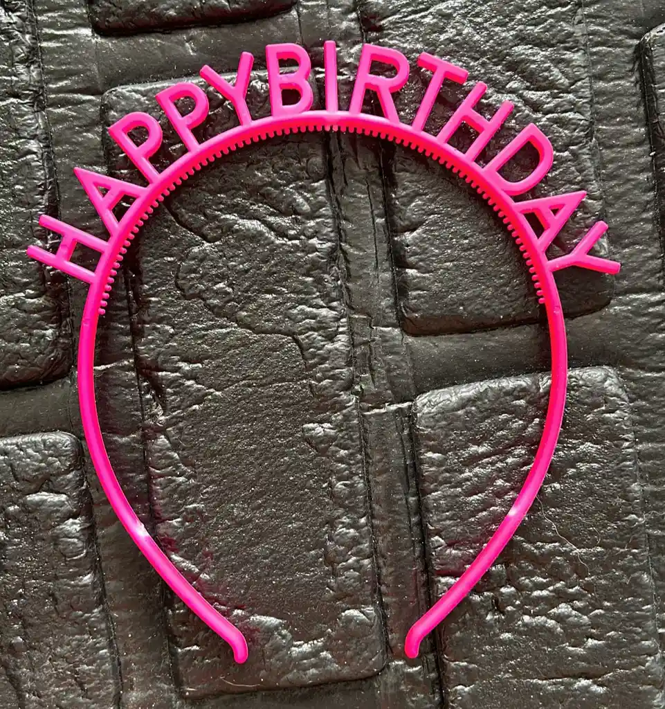 Diadema / Balaca Feliz Cumpleaños Pasta Fucsia Neon