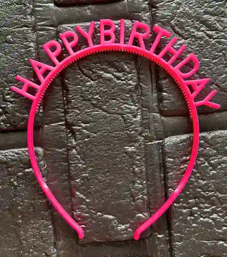 Diadema / Balaca Feliz Cumpleaños Pasta Fucsia Neon