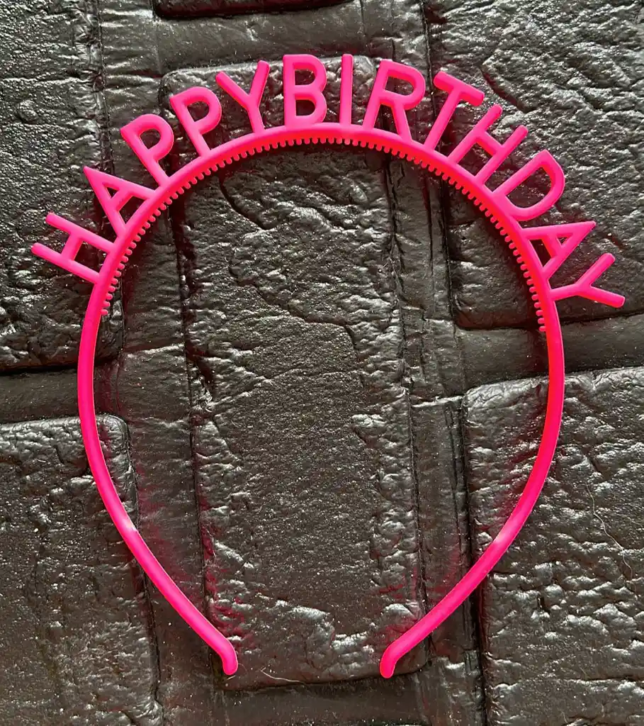 Diadema / Balaca Feliz Cumpleaños Pasta Fucsia Neon