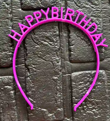 Diadema Balaca Feliz Cumpleaños Pasta Morado Neon