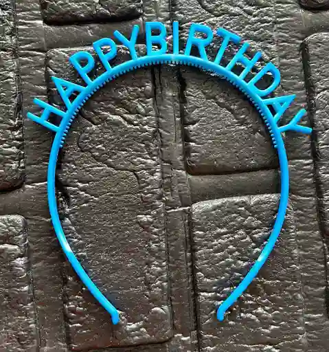 Diadema Balaca Feliz Cumpleaños Pasta Azul Neon