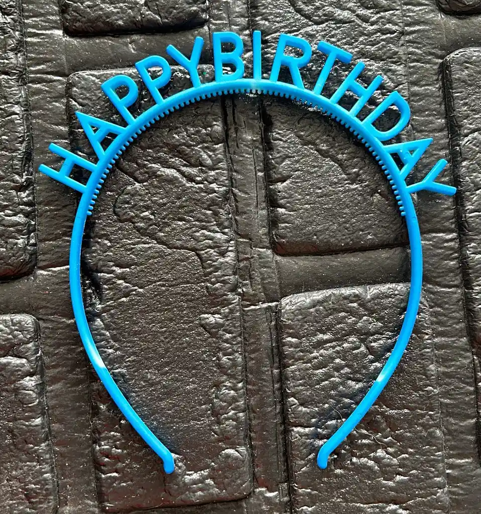 Diadema Balaca Feliz Cumpleaños Pasta Azul Neon