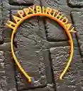 Diadema Balaca Feliz Cumpleaños Pasta Naranja Claro Neon