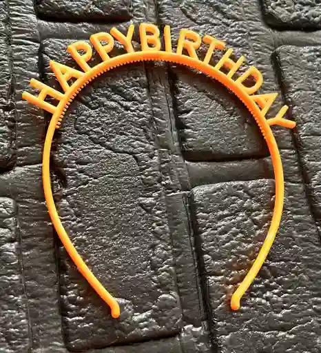 Diadema Balaca Feliz Cumpleaños Pasta Naranja Claro Neon