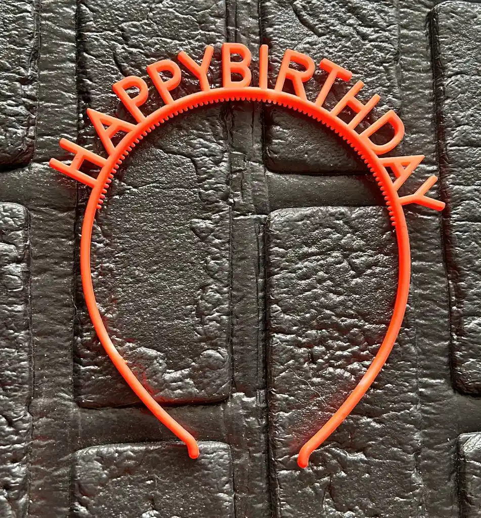 Diadema / Balaca Feliz Cumpleaños Pasta Naranja Neon