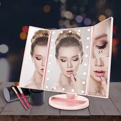 Espejo Triple De Maquillaje Con Luz Tactil