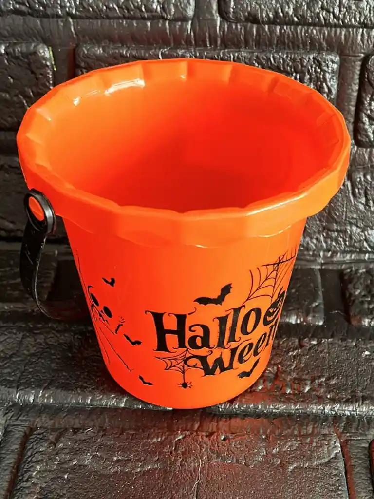 Balde Canasta Dulces Halloween Naranja
