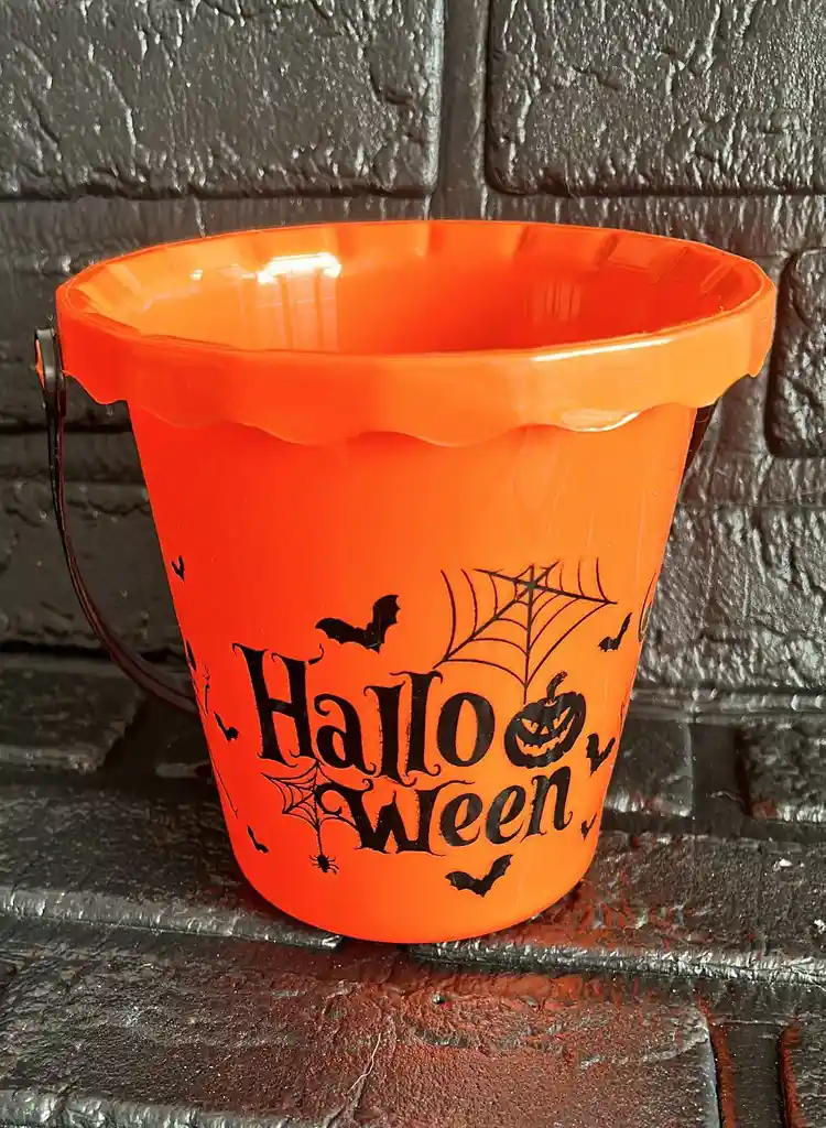 Balde Canasta Dulces Halloween Naranja