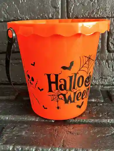 Balde Canasta Dulces Halloween Naranja