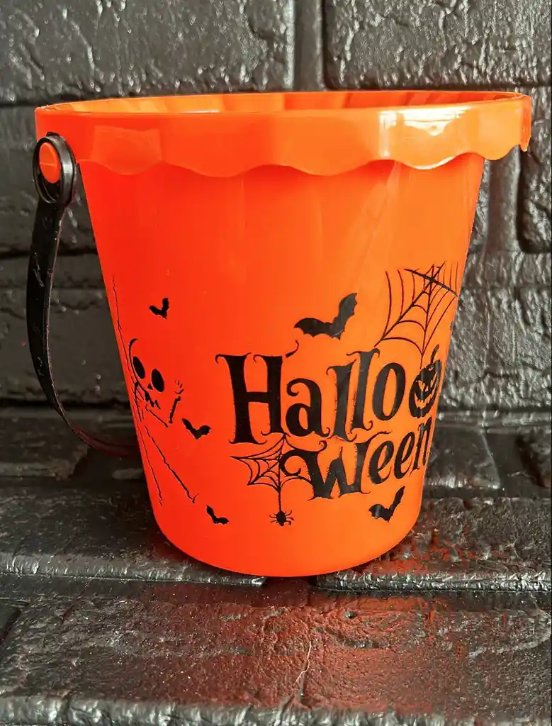 Balde Canasta Dulces Halloween Naranja