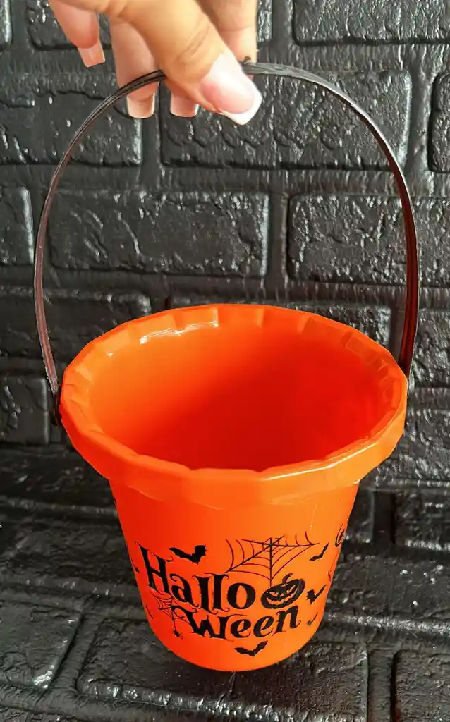 Balde Canasta Dulces Halloween Naranja