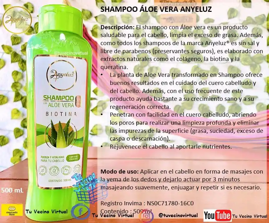 Shampoo Aloe Vera Y Perfume De Rosas Paris Anyeluz