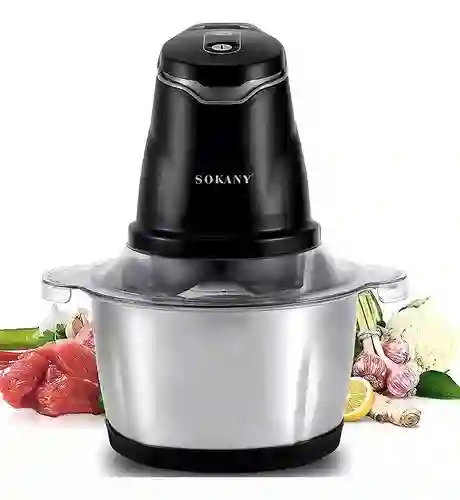 Picadora Eléctrica Sokany Procesador De Alimentos Color Plateado 110v