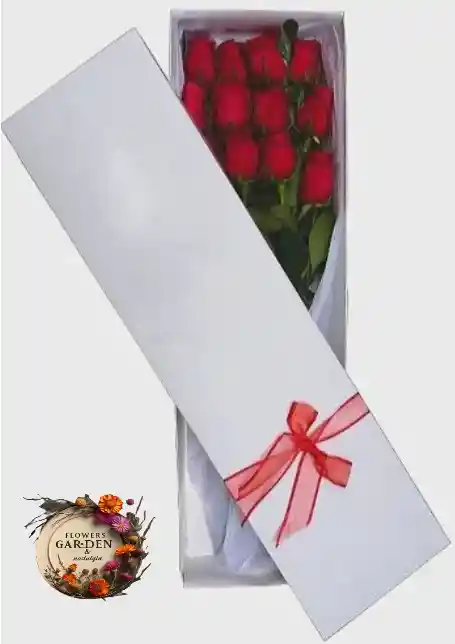 Caja De Rosas Elegancia Escarlata