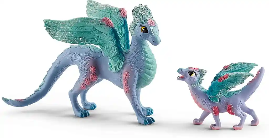 Figura Dragón Florido Y Bebé Pintada A Mano Schleich