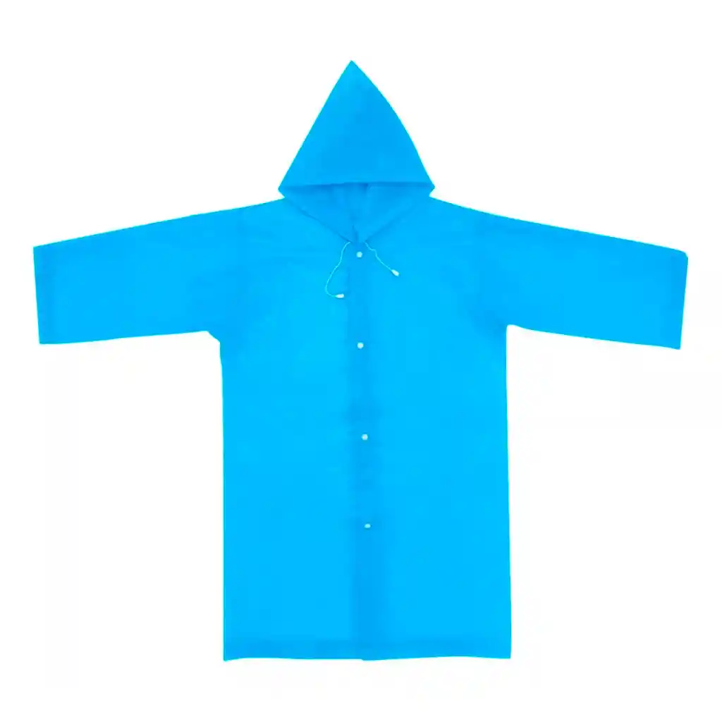 Kit X2 Capa Lluvia Adulto Y Niño Impermeable Eva Botones - Azul