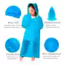 Kit X2 Capa Lluvia Adulto Y Niño Impermeable Eva Botones - Azul