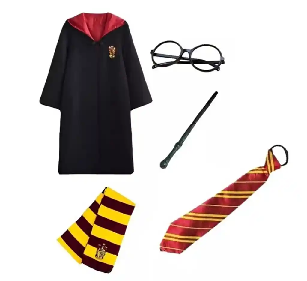 Disfraz Completo Harry Potter Niño, Varita, Corbata, Gafas, Capa Y Bufanda Halloween