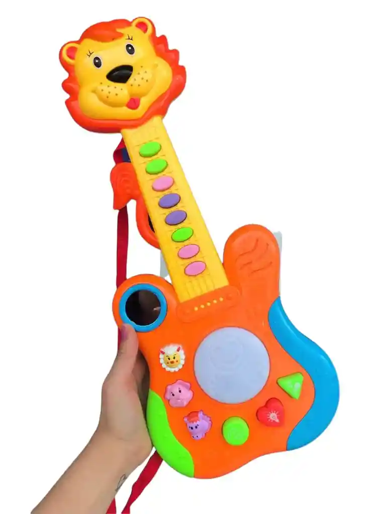 Guitarra Electrónica Musical Infantil Didáctica León Para Niños Con Luces Y Sonido Animalitos