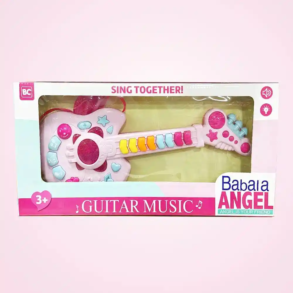 Guitarra Electrónica Musical Infantil Didáctica Baby Ángel Para Niños Con Luces Y Sonido