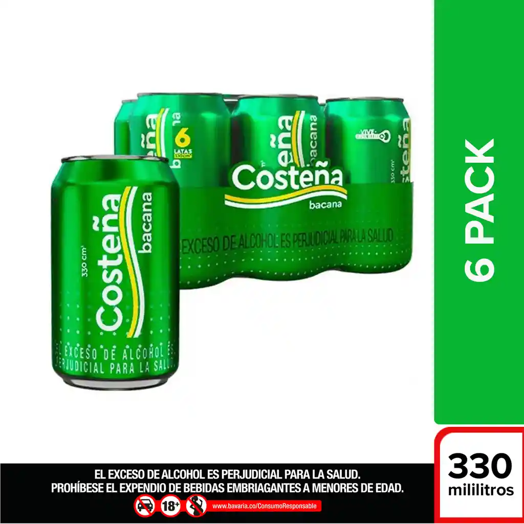 Sixpack Costeña 355 Cc En Lata