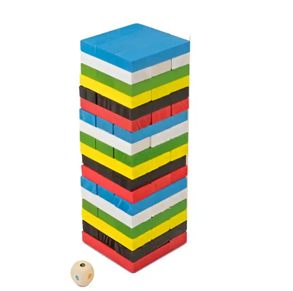 Jenga Torre Madera Bloques 54 Pc Colores Grande Juego Mesa