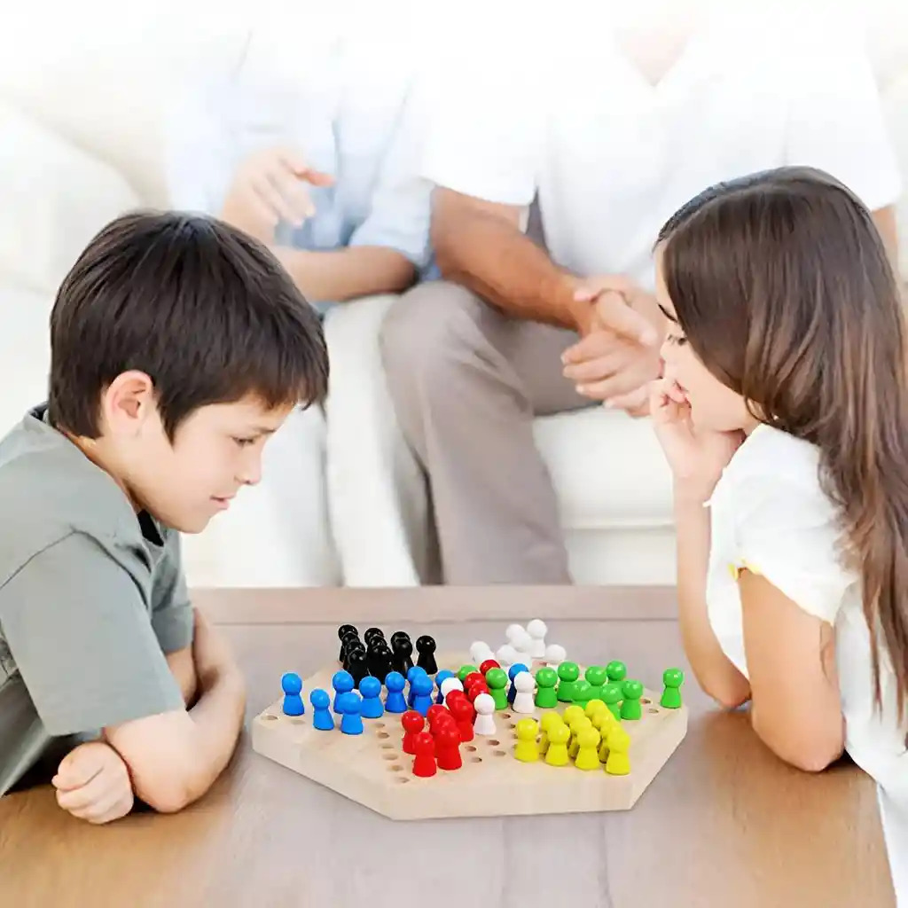 Juego Madera De Mesa Damas Chinas 6 Jugadores Checkers Game