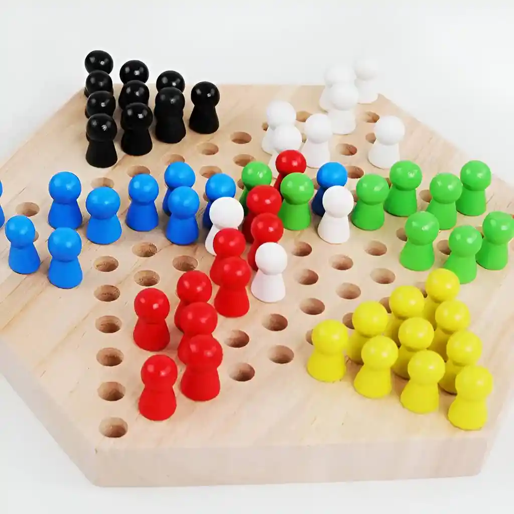 Juego Madera De Mesa Damas Chinas 6 Jugadores Checkers Game