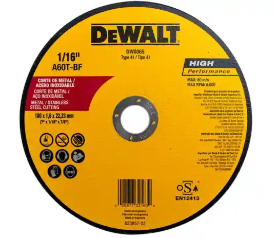 Disco Abrasivo Corte Fino Metal 7" Dewalt