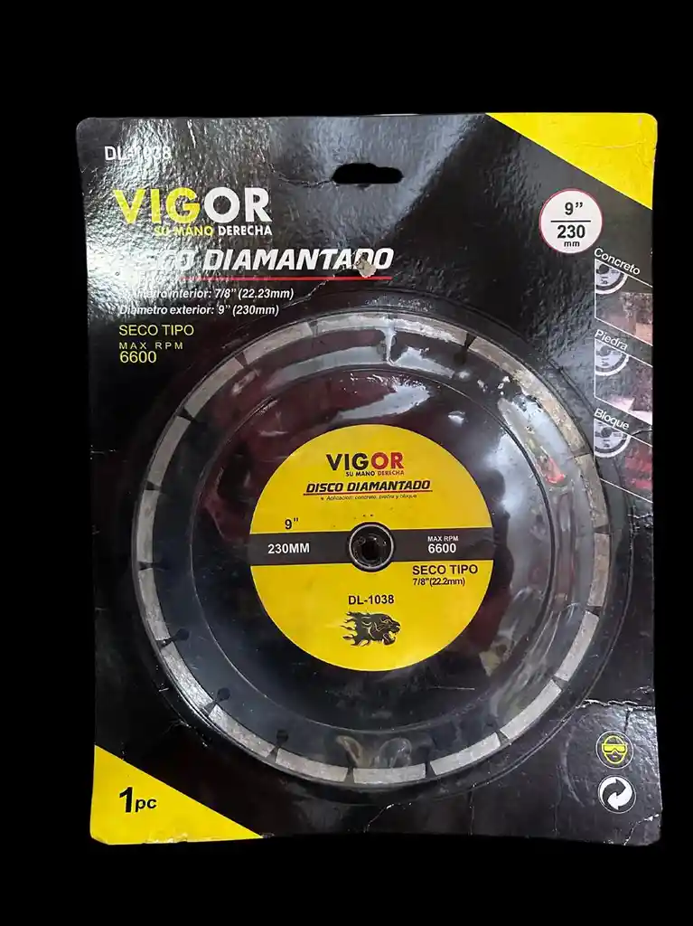 Disco Diamantado Segmentado Corte 9 Pulgadas Vigor