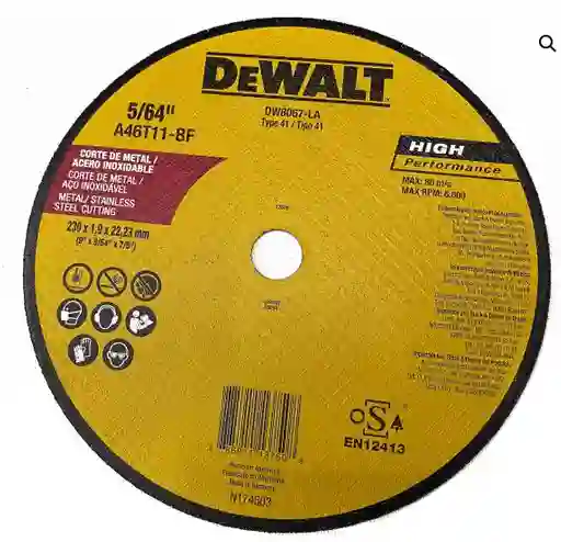 Disco Para Corte 9″ Dewalt