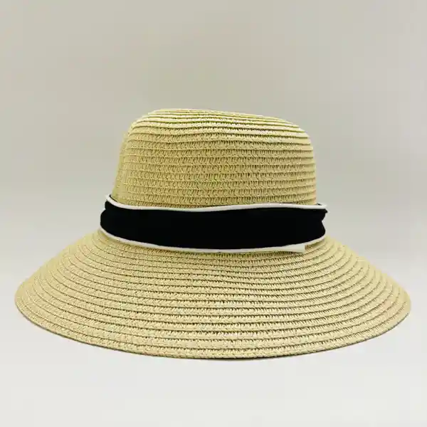 Sombrero Lizzy Lazo Negro Beige Claro