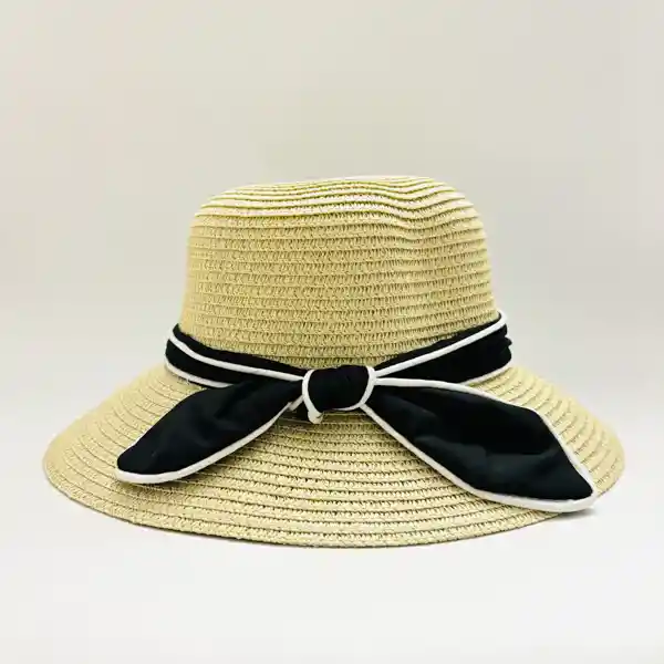 Sombrero Lizzy Lazo Negro Beige Claro