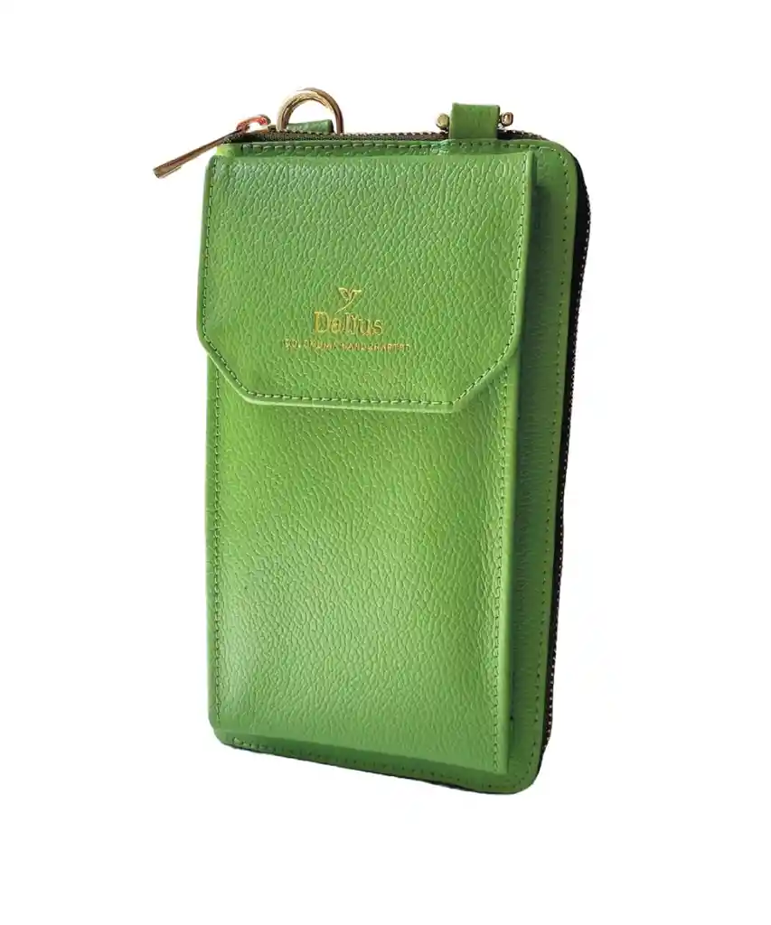 Portacelular Bolso Phonebag Manos Libres Verde En Cuero