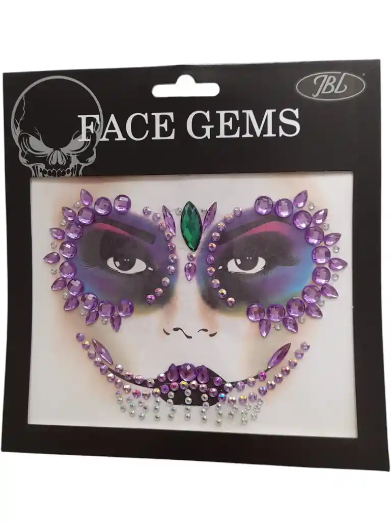 Face Gems Pegatinas Maquillaje Diamantes Piedritas Rostro Disfraz Lila