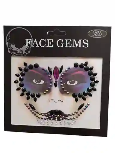 Face Gems Pegatinas Maquillaje Diamantes Piedritas Rostro Disfraz Negro