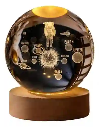 Esfera Cristal 3d Lampara Sistema Solar