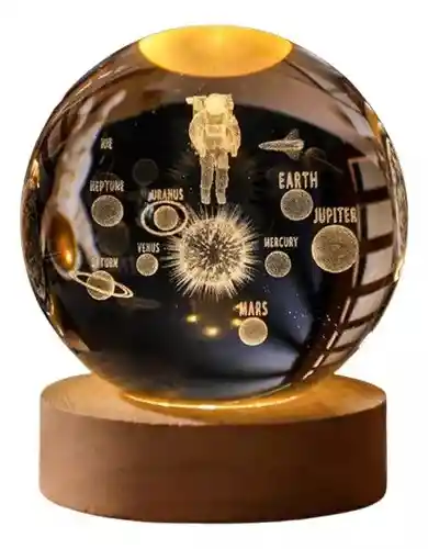 Esfera Cristal 3d Lampara Sistema Solar