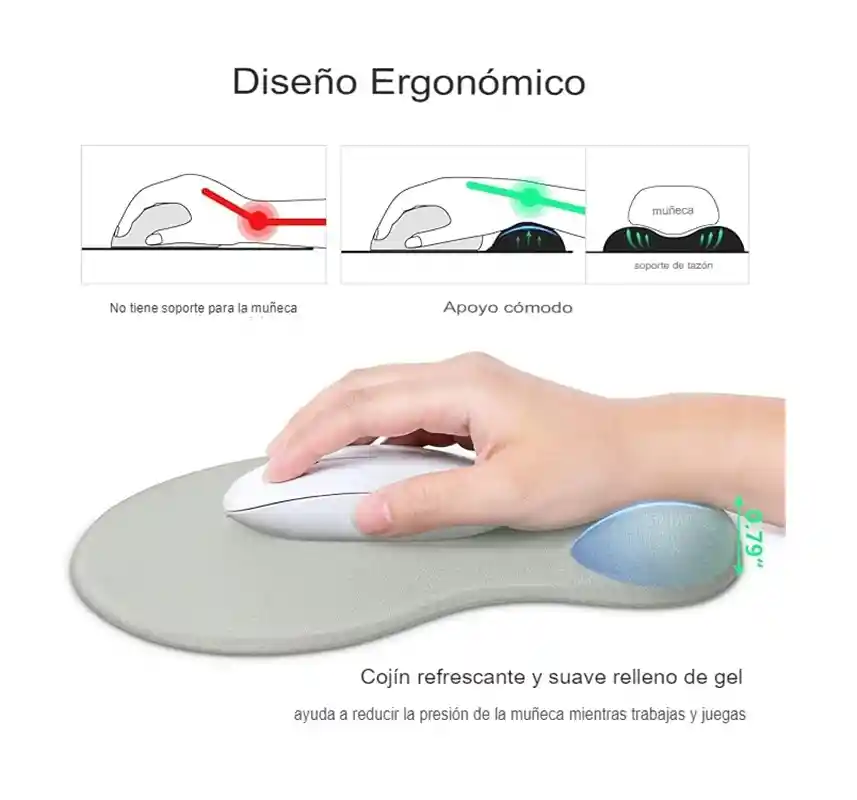 Pad Mouse Con Almohadilla En Gel Ergonómico Antideslizante