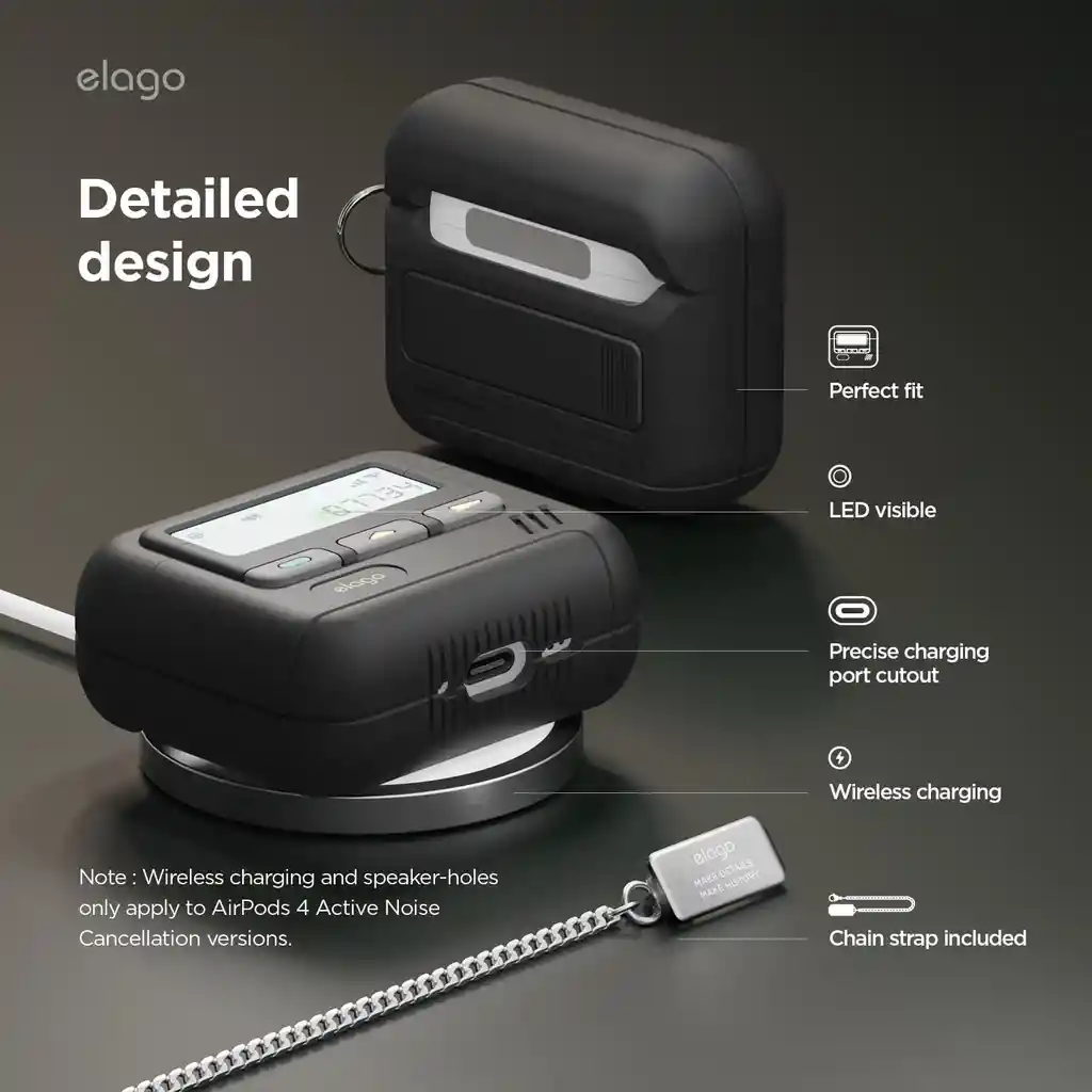 Estuche Para Airpods 4 Elago Pager Con Clip Cadena En Negro