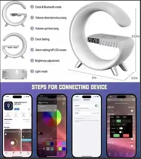 Reloj Despertador Con Luz Nocturna Rgb Con Cargador Inalámbr