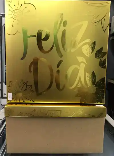 Caja De Regalo Craft Cuadrada 30 Cms X 15 Alto Con Tapa Metalizada Dorado